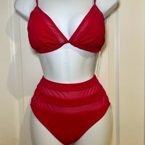 High Waisted Red Bikini